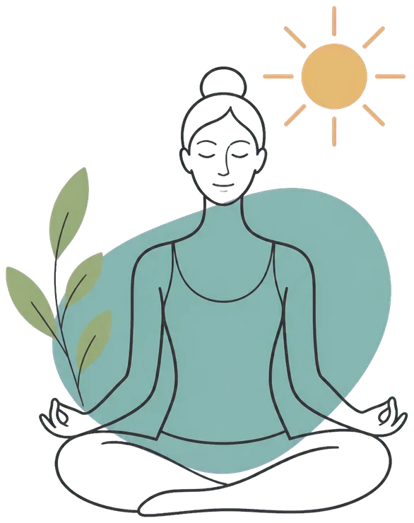 Ilustración de una mujer meditando, símbolo de relajación y bienestar